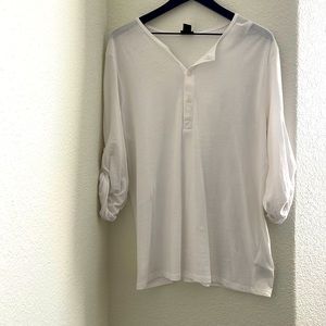 H&M Mens White Henley Shirt Size L
